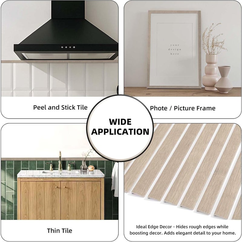 Tilingview 10 Pcs Peel and Stick Tile Trim Edge, Self-Adhesive 12" PVC Molding Edging for Kitchen Backsplash (Tan Woodgrain) - Image 4